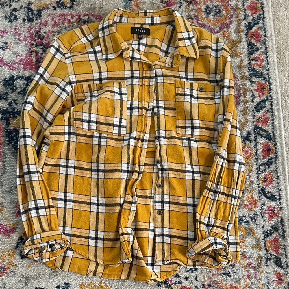 PacSun Yellow Plaid Button-Down Shirt